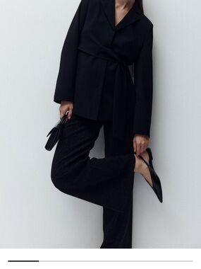 H&M MAMA (maternity) black shiny STRAIGHT PANTS medium